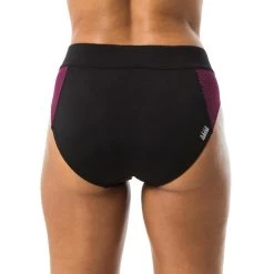Hoog Bikinibroekje Voor Aquagym Of Aquabike Luna Zwart/bordeaux -Nabaiji hoog bikinibroekje voor aquagym of aquabike luna zwartbordeaux 2