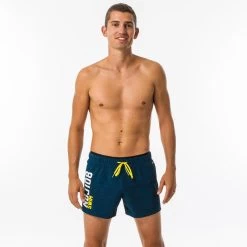 Korte Zwemshort Voor Heren Swimshort 100 Gemêleerd Blauw -Nabaiji korte zwemshort voor heren swimshort 100 gemeleerd blauw 3