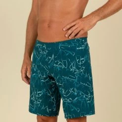 Nabaiji -Nabaiji lange zwemshort voor heren swimshort 100 bana turquoisemarineblauw 1
