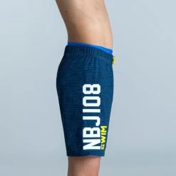 Lange Zwemshort Voor Jongens 100 Gemêleerd Zwart -Nabaiji lange zwemshort voor jongens 100 gemeleerd zwart 1