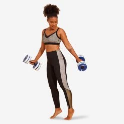 Legging Voor Aquagym Aquabike Zwart Kaki Print