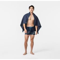 Microvezel Badhanddoek Maat L 80 X 130 Cm Geribbeld Donkerblauw -Nabaiji microvezel badhanddoek maat l 80 x 130 cm geribbeld donkerblauw 3