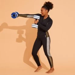 Vest Voor Aquagym Aquabike Lange Mouwen Rits Lia Kaki -Nabaiji vest voor aquagym aquabike lange mouwen rits lia kaki 3