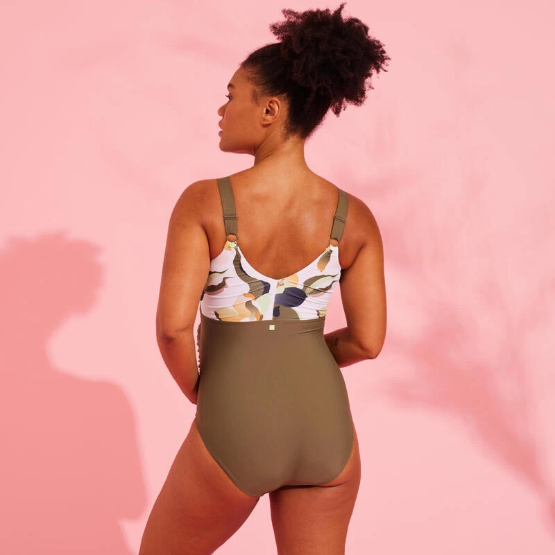 Zwangerschapsbadpak Voor Aquagym Zwemmen AYA Kaki Flo Wit 6 Zwangerschapsbadpak Voor Aquagym Zwemmen AYA Kaki Flo Wit - Afbeelding 4