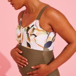 Zwangerschapsbadpak Voor Aquagym Zwemmen AYA Kaki Flo Wit 11 Zwangerschapsbadpak Voor Aquagym Zwemmen AYA Kaki Flo Wit -Nabaiji zwangerschapsbadpak voor aquagym zwemmen aya kaki flo wit 4