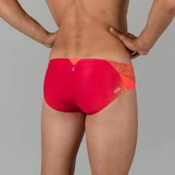 Zwemslip Voor Heren 900 Print Shell Oranje Geel -Nabaiji zwemslip voor heren 900 print shell oranje geel 3